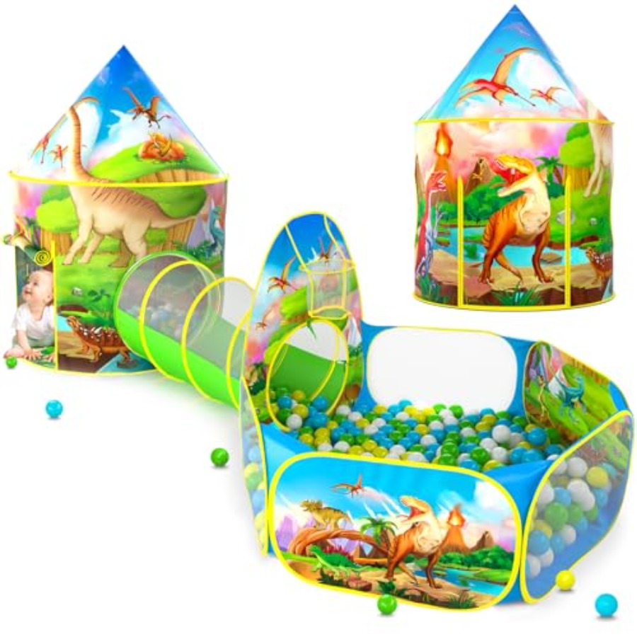 Outdoor Tent Playhouse - 3pc Dinosaur Play Tent for:Polyester Indoor/Outdoor