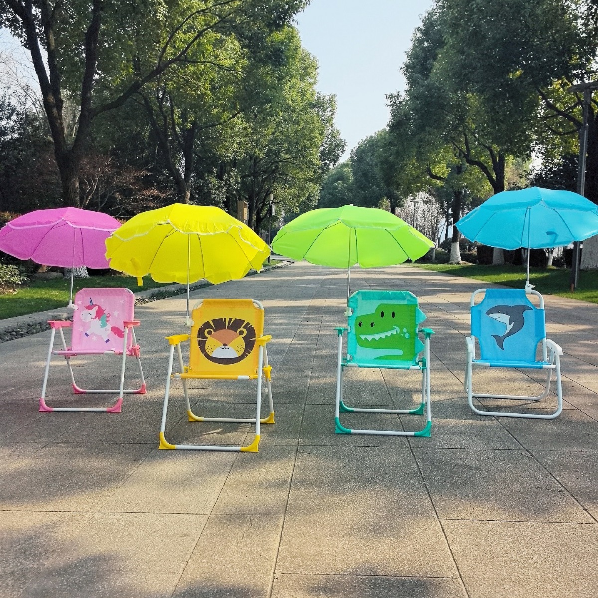 Kids Outdoor Umbrella Chair - 1 Set Folding Beach Chair with