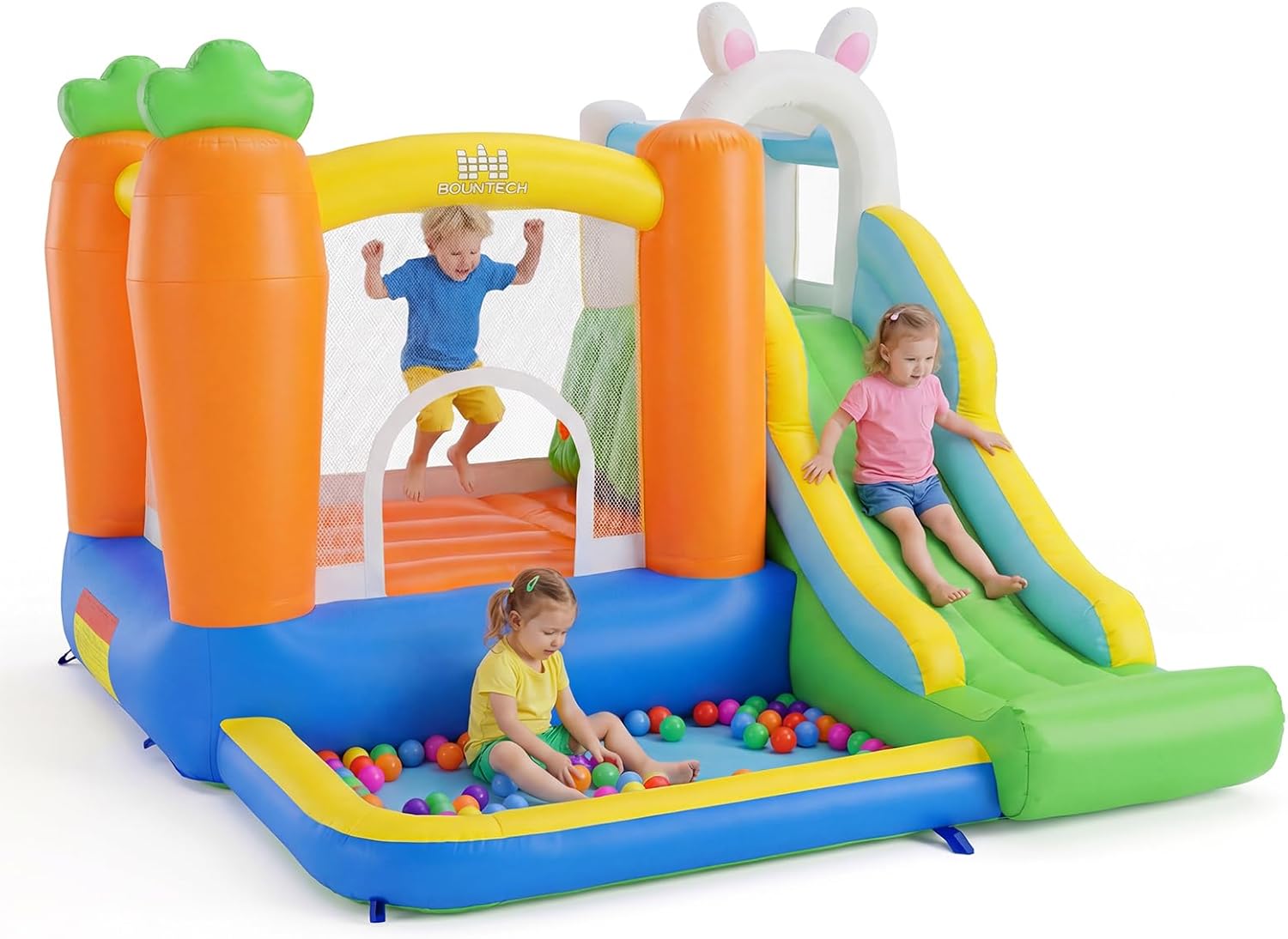 Kids Outdoor House With Slide - Inflatable Bounce House with Ball Pit