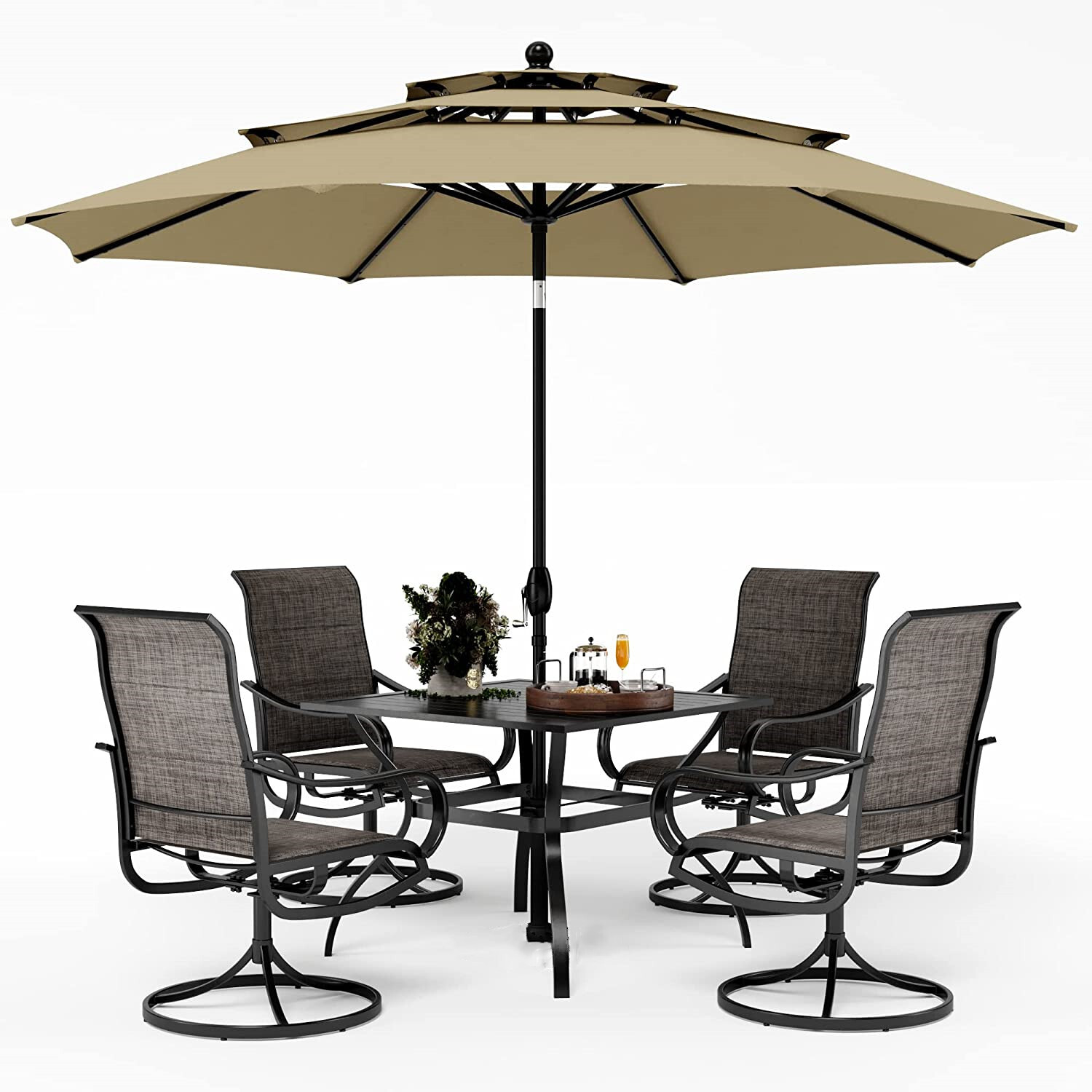 Kids Outdoor Umbrella Chair - Patio Furniture Set of 6 with