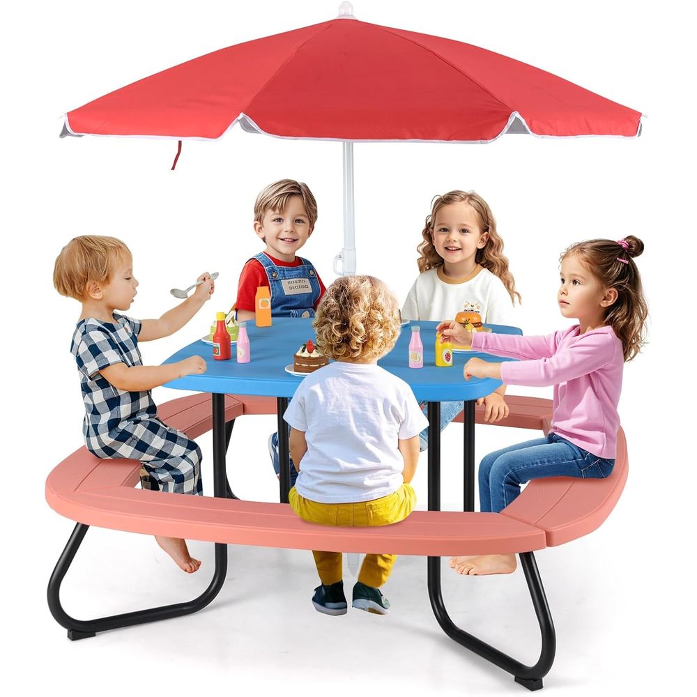 Kids Outdoor Umbrella Chair - Kids Picnic Table, 8 Person Toddler