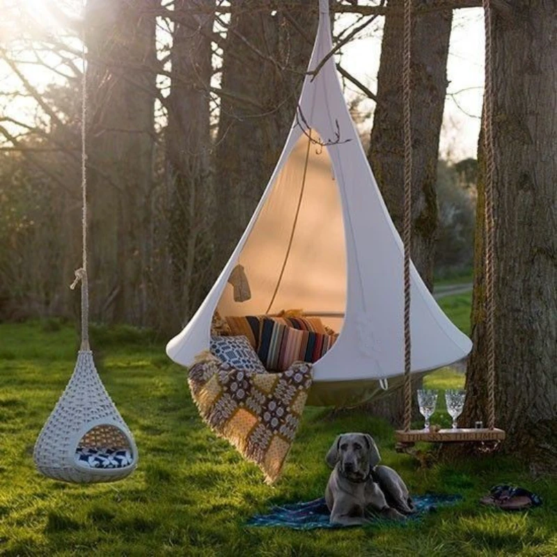 Outdoor Tent Playhouse - Children Swing Outdoor Garden Camp Hammock