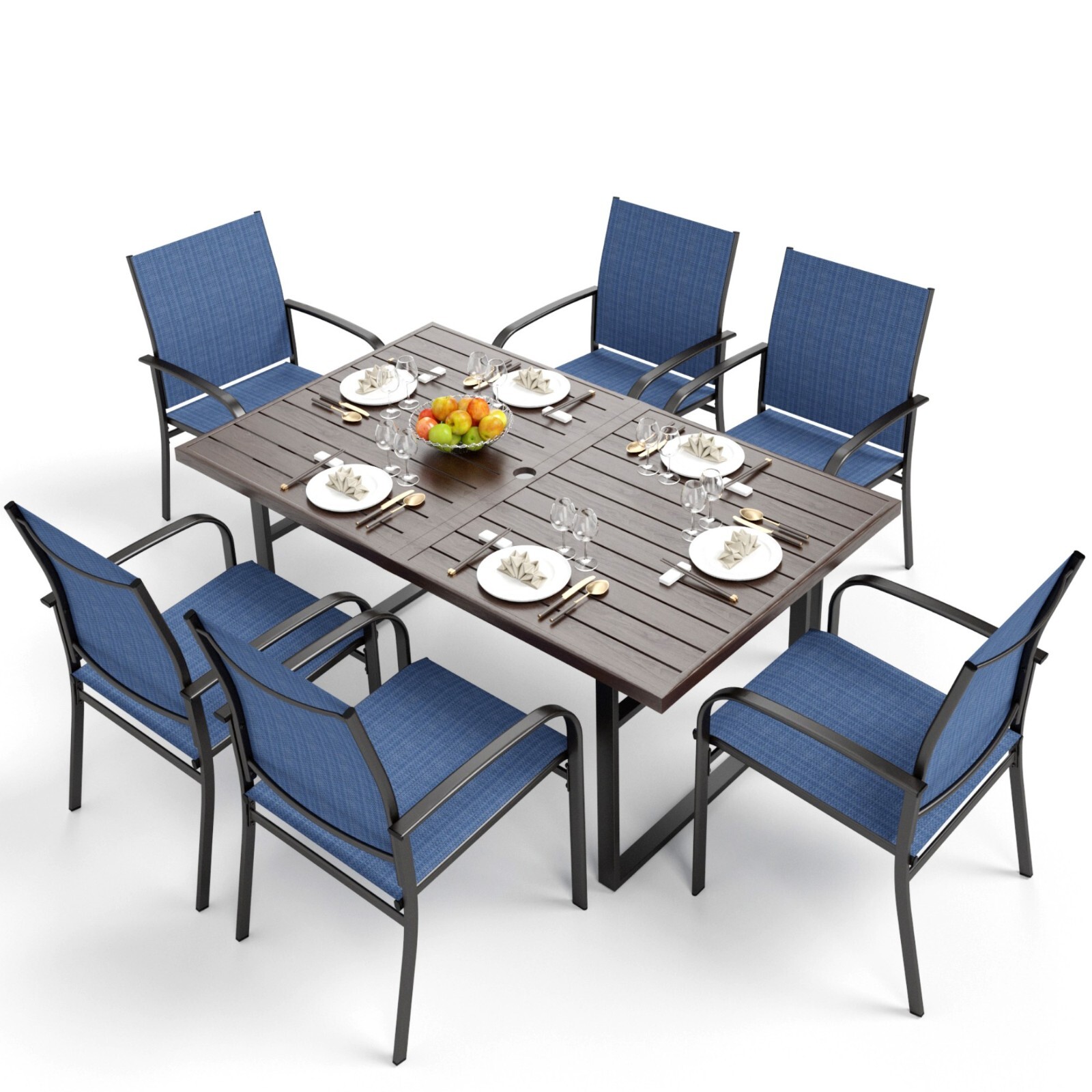 Kids Outdoor Umbrella Chair - 7 Piece Outdoor Dining Set Patio