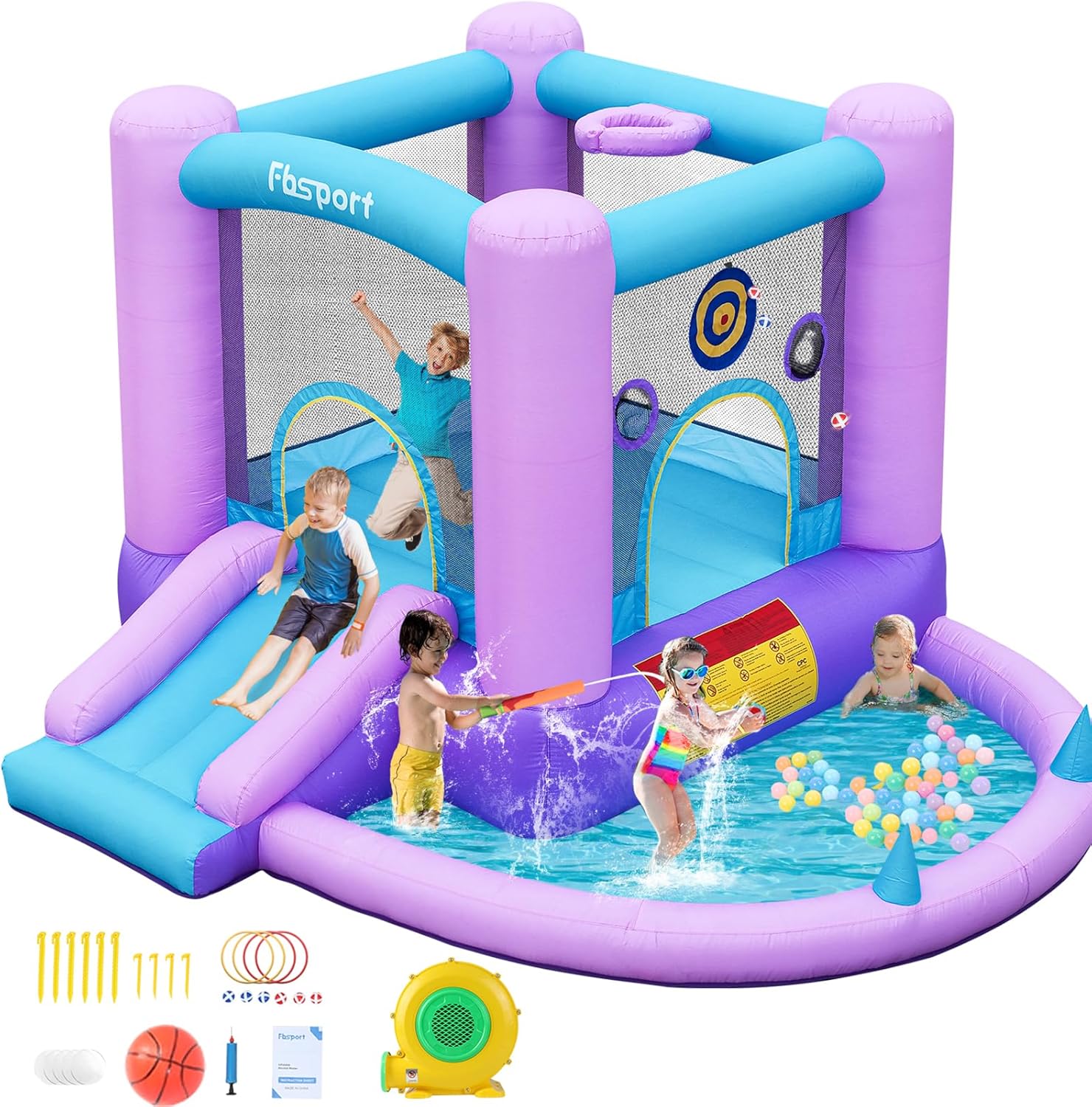 Kids Outdoor House With Slide - Inflatable Bounce House for Kids Toddlers
