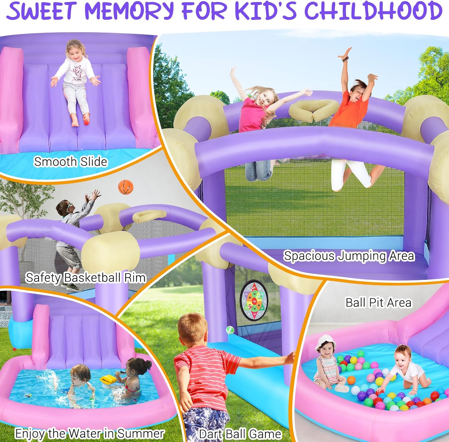 Kids Inflatable Bounce House w – обзор и цена Kids Outdoor House With Slide