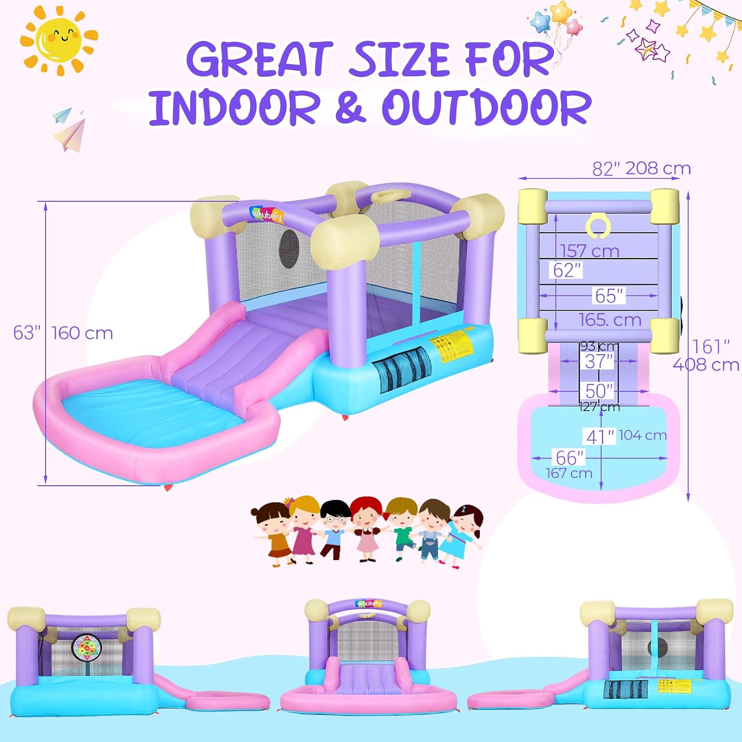 Kids Inflatable Bounce House w – обзор и цена Kids Outdoor House With Slide