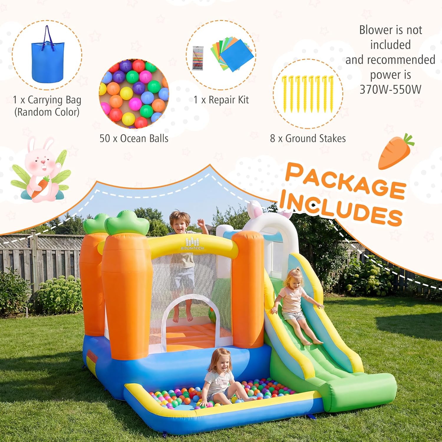 Inflatable Bounce House with B – обзор и цена Kids Outdoor House With Slide