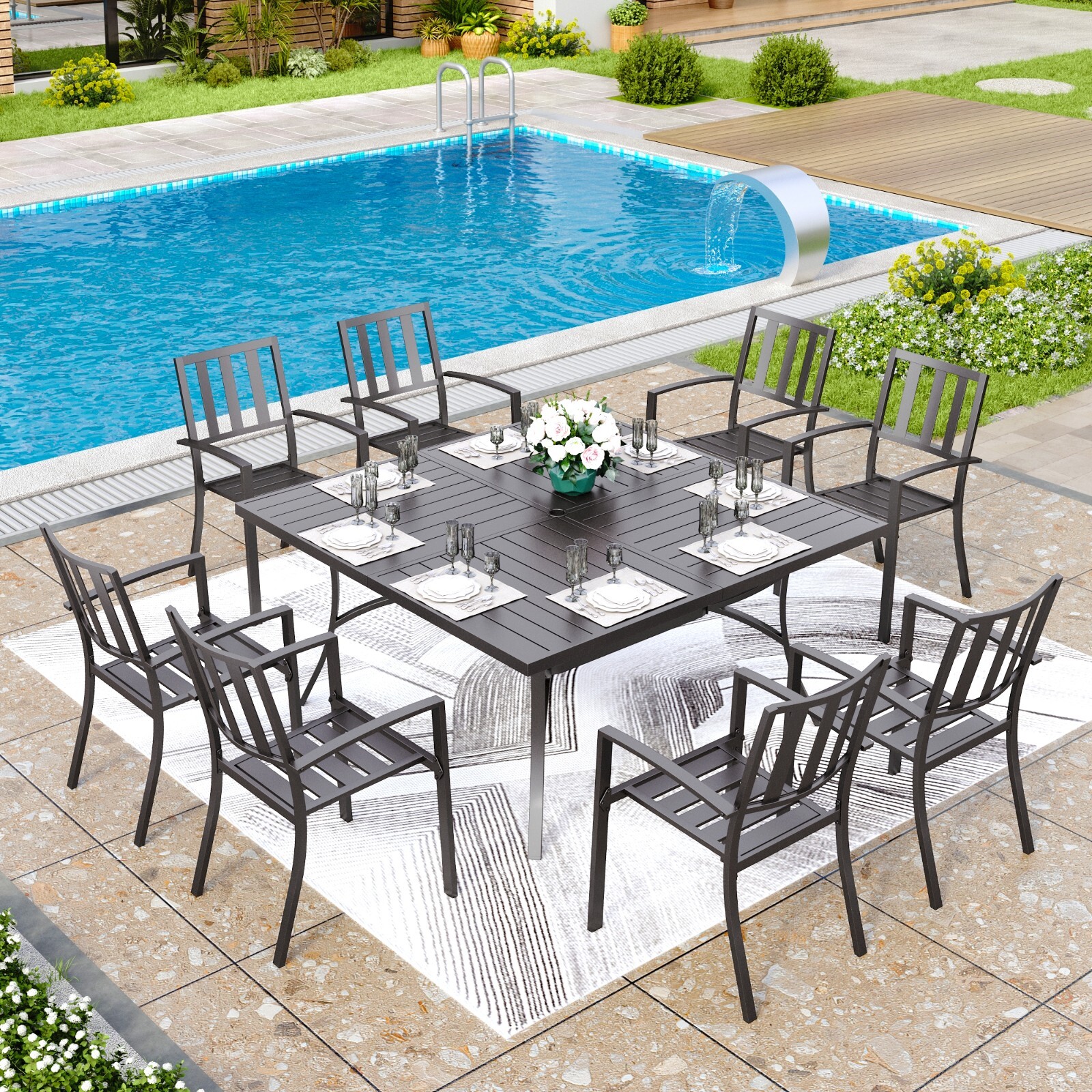 9 Piece Patio Dining Set Outdo – обзор и цена Kids Outdoor Chair And Table