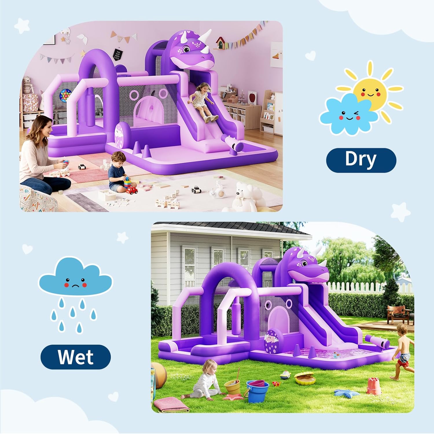 Inflatable Dinosaur Jumping Ca – обзор и цена Kids Outdoor House With Slide