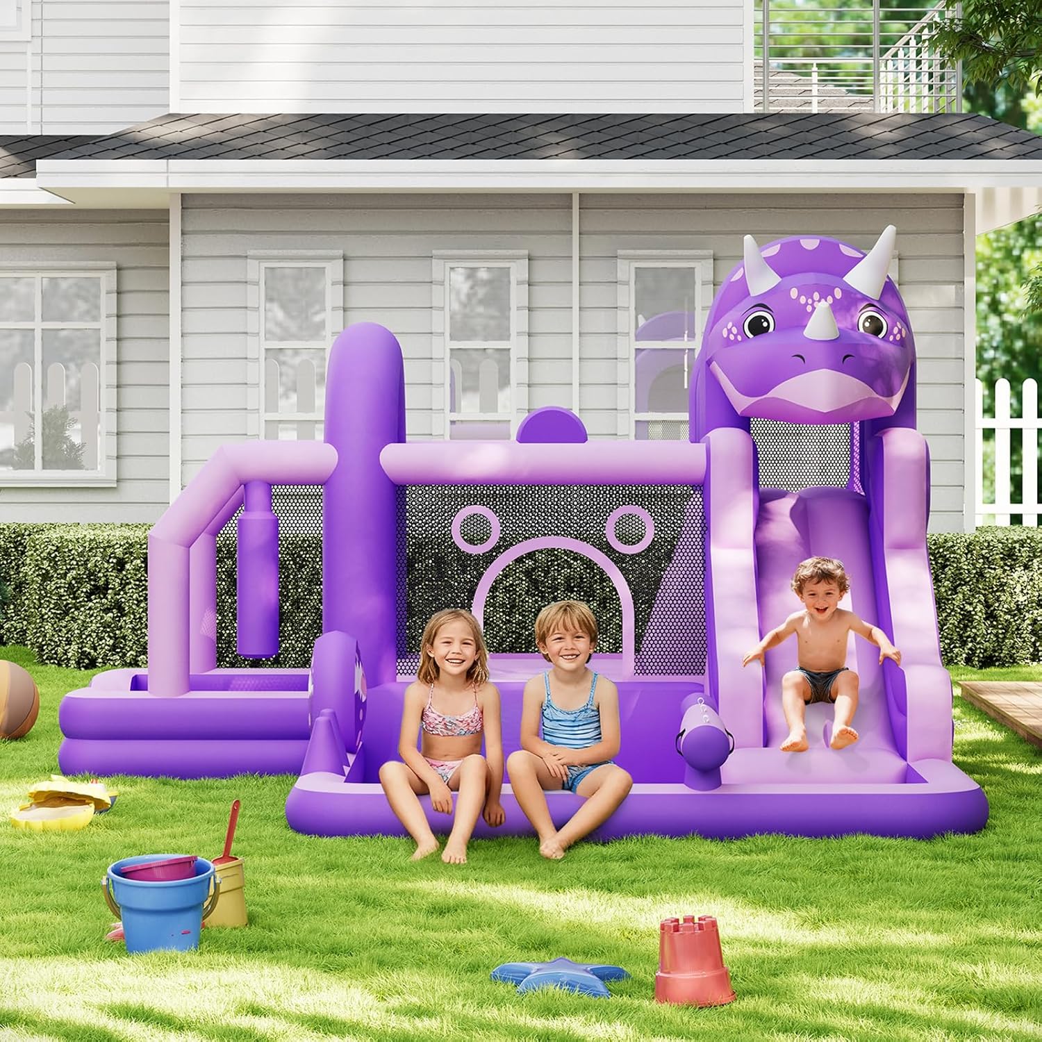 Inflatable Dinosaur Jumping Ca – обзор и цена Kids Outdoor House With Slide