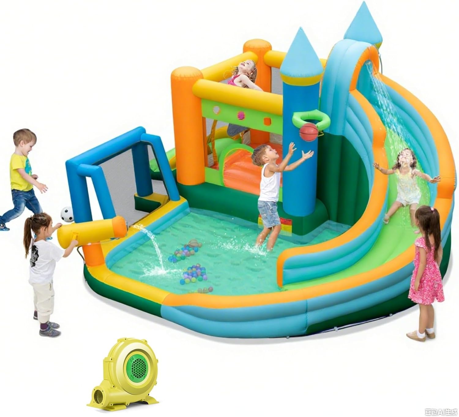 9-in-1 Inflatable Water Slide  – обзор и цена Kids Outdoor House With Slide