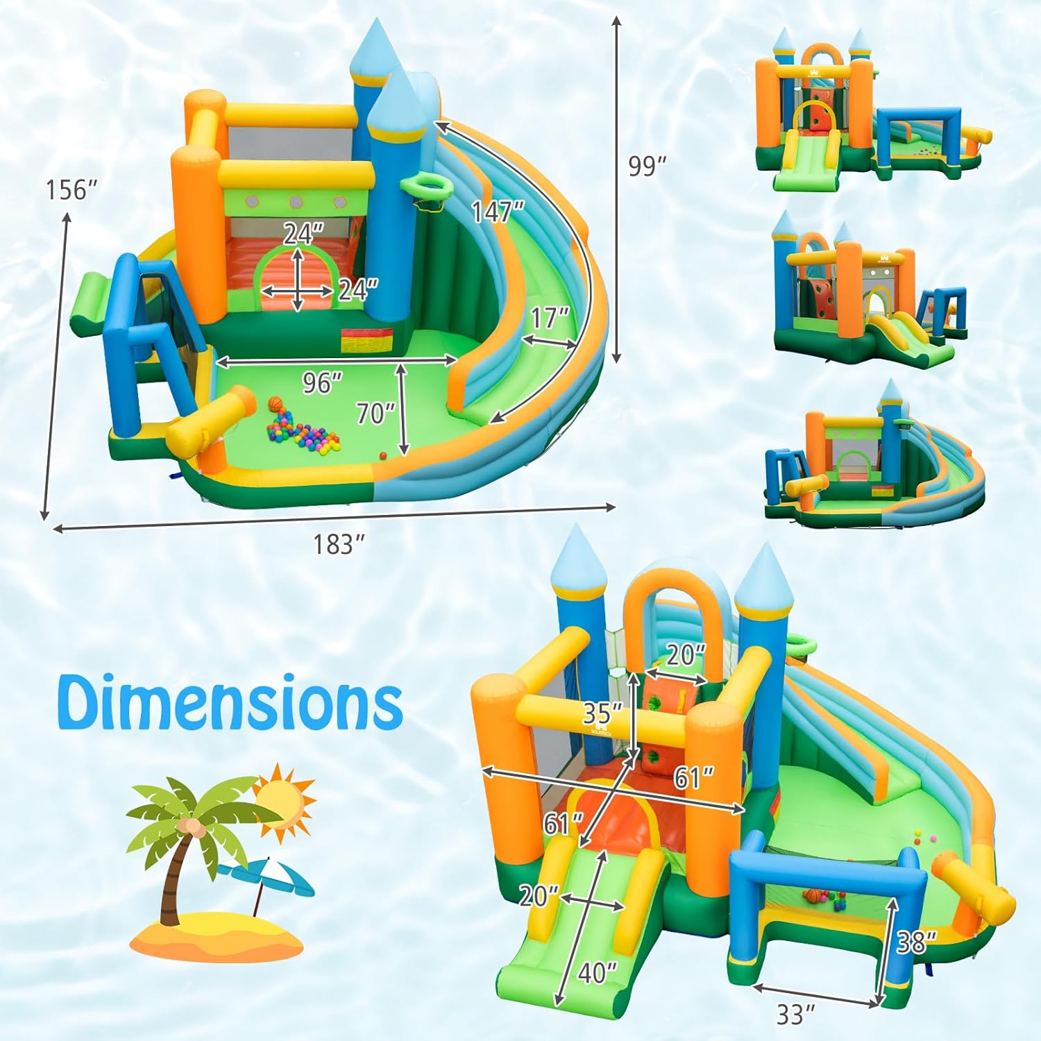 9-in-1 Inflatable Water Slide  – обзор и цена Kids Outdoor House With Slide