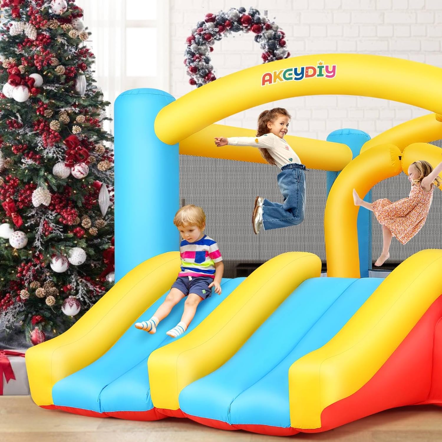Inflatable Bouncy Castle with  – обзор и цена Kids Outdoor House With Slide