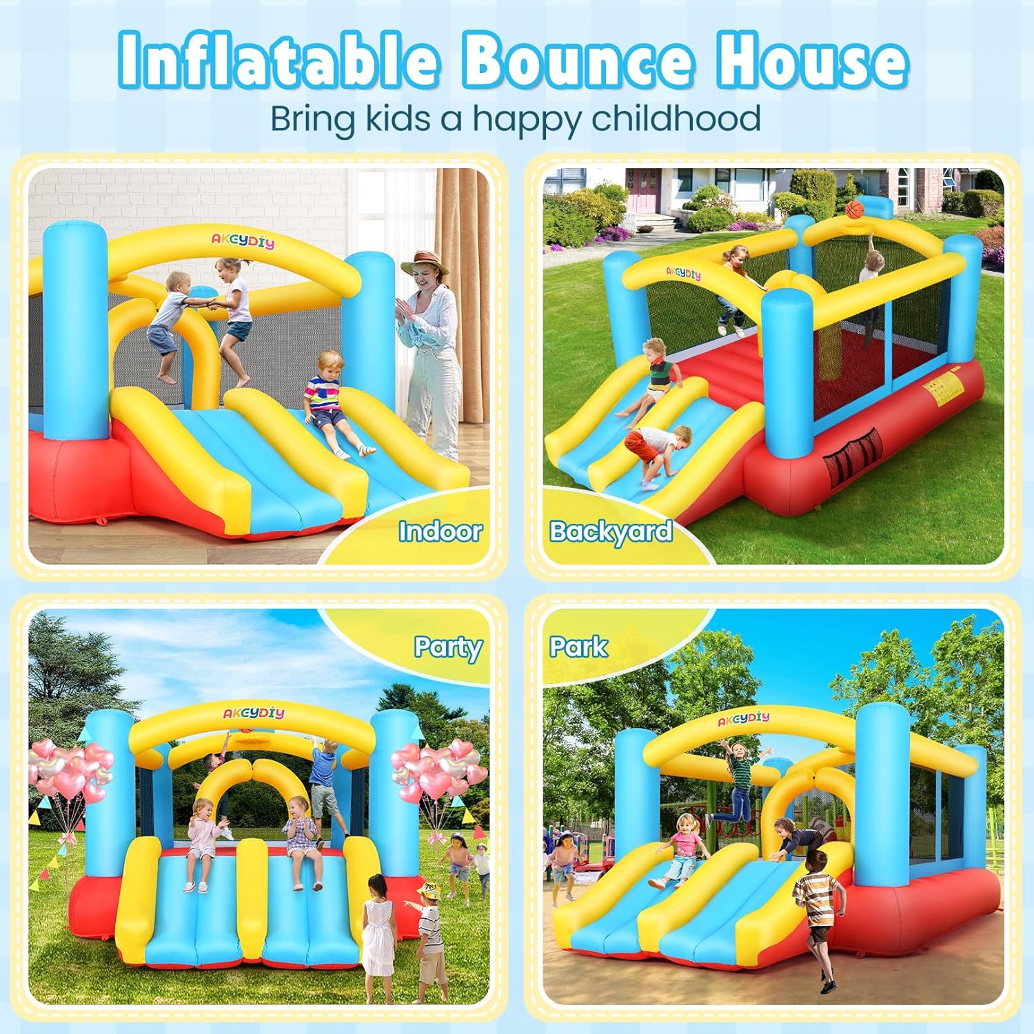 Inflatable Bouncy Castle with  – обзор и цена Kids Outdoor House With Slide