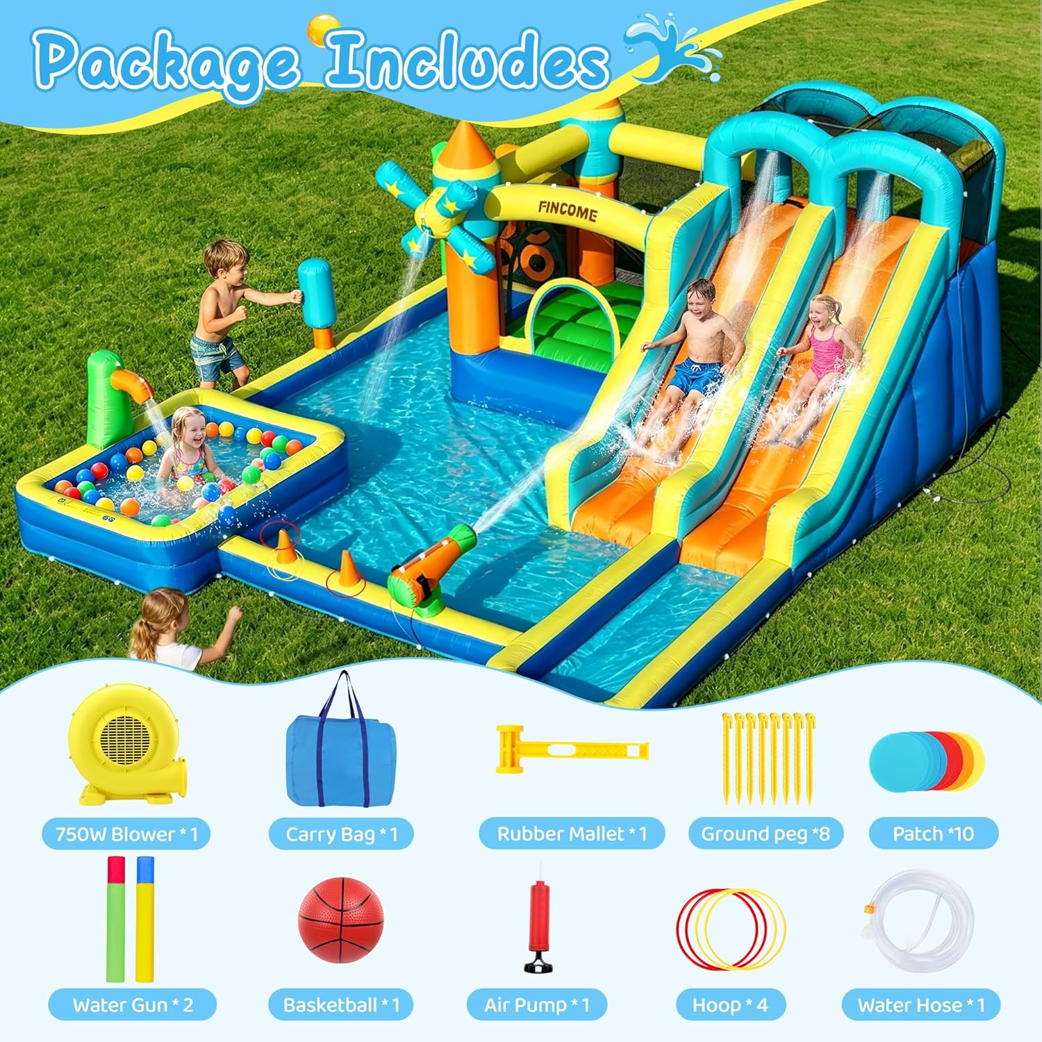 10-in-1 Inflatable Bouncy Cast – обзор и цена Kids Outdoor Water Sprinkler