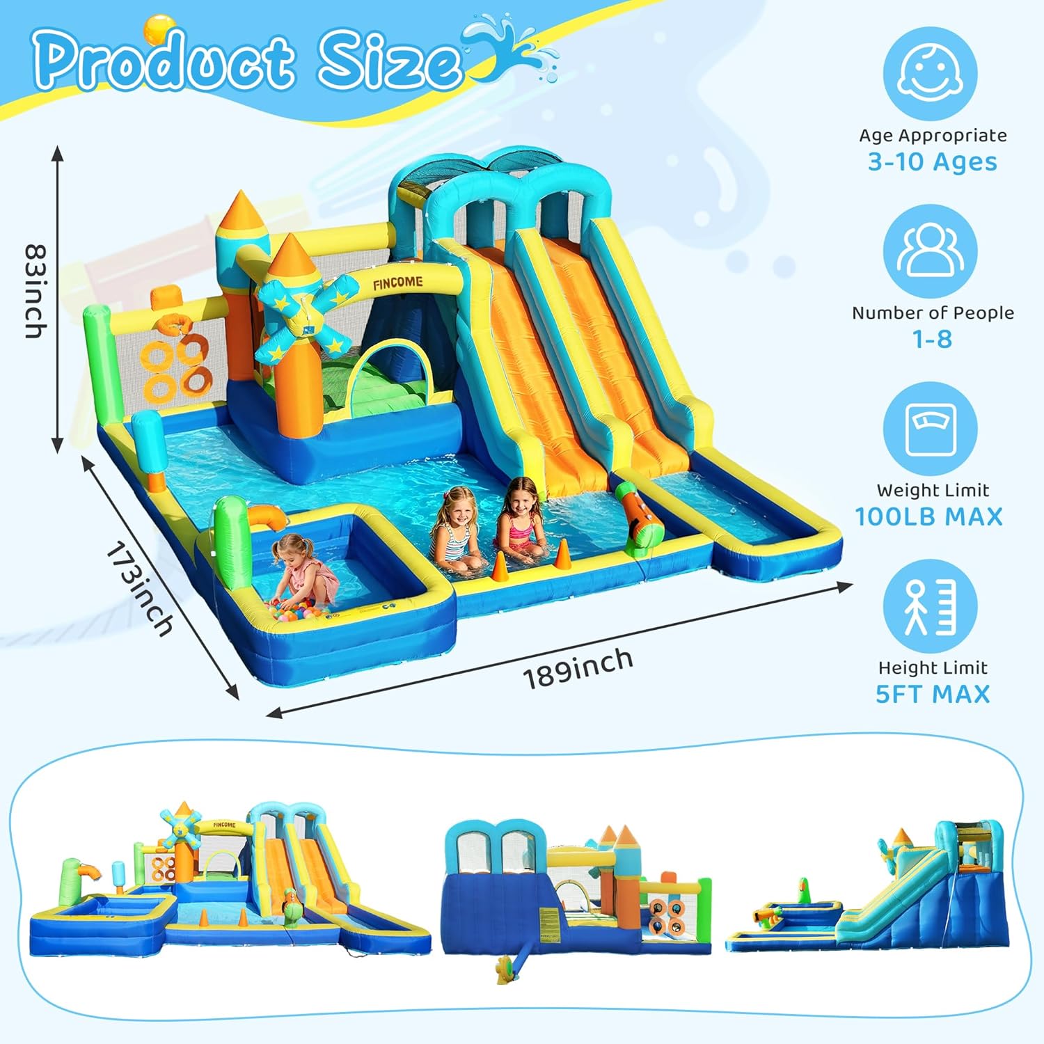 10-in-1 Inflatable Bouncy Cast – обзор и цена Kids Outdoor Water Sprinkler
