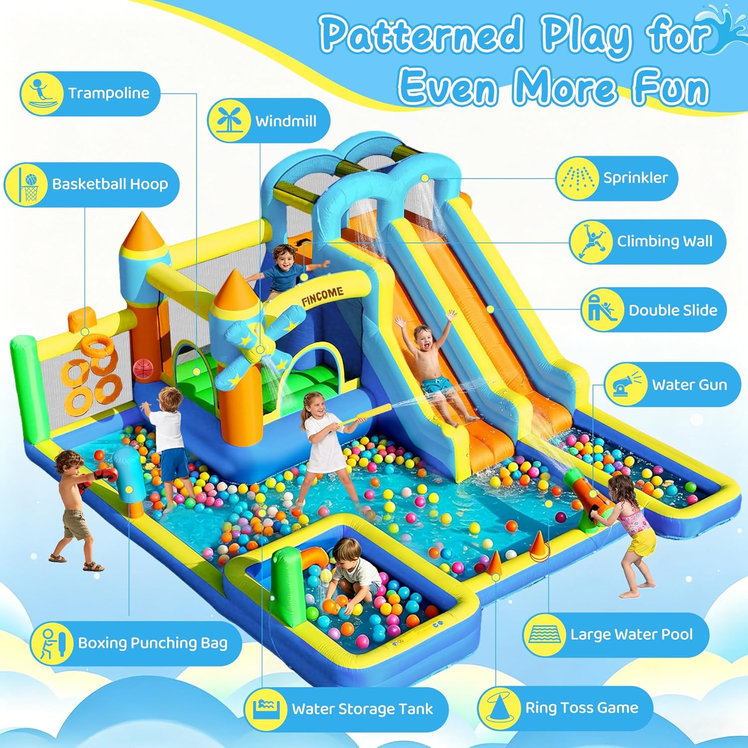 10-in-1 Inflatable Bouncy Cast – обзор и цена Kids Outdoor Water Sprinkler