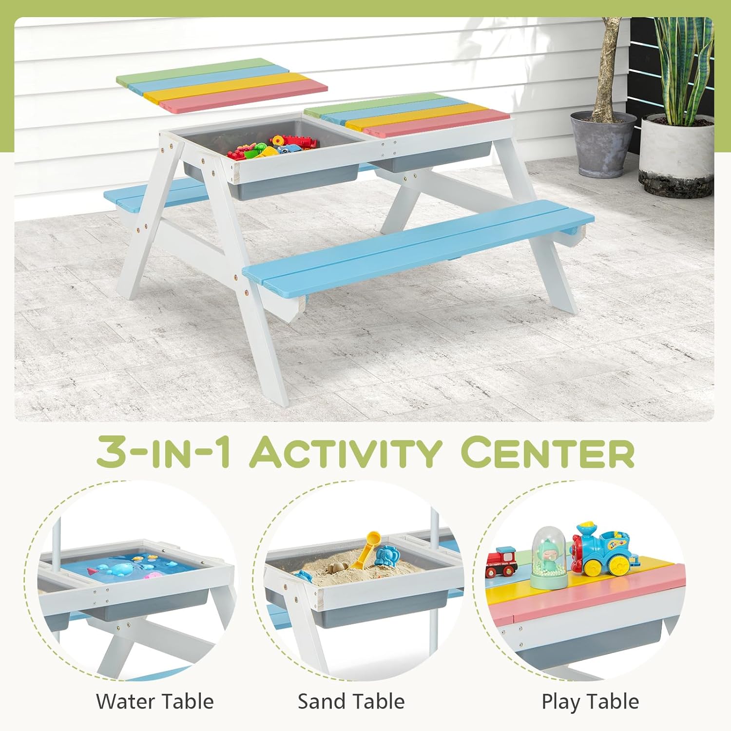 Kids Picnic Table, 4 in 1 Outd – обзор и цена Kids Outdoor Umbrella Chair