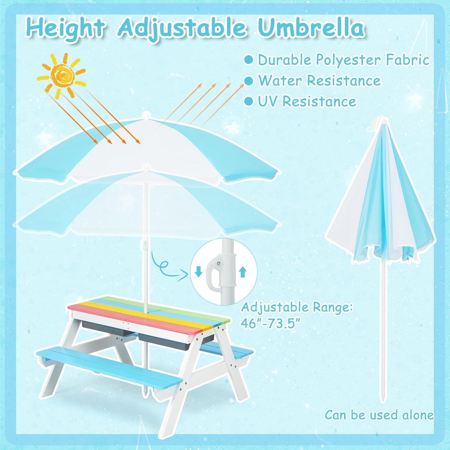 Kids Picnic Table, 4 in 1 Outd – обзор и цена Kids Outdoor Umbrella Chair