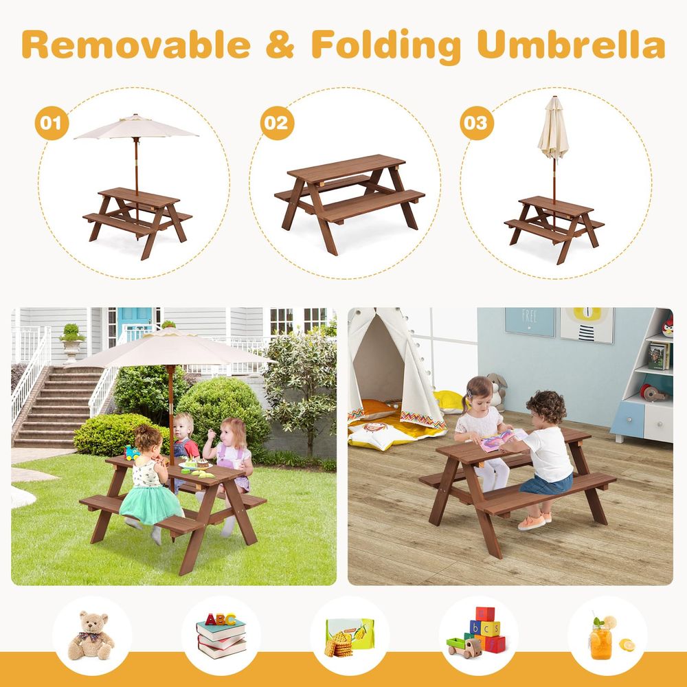 Kids Picnic Table, Fir Wood Ki – обзор и цена Kids Outdoor Umbrella Chair