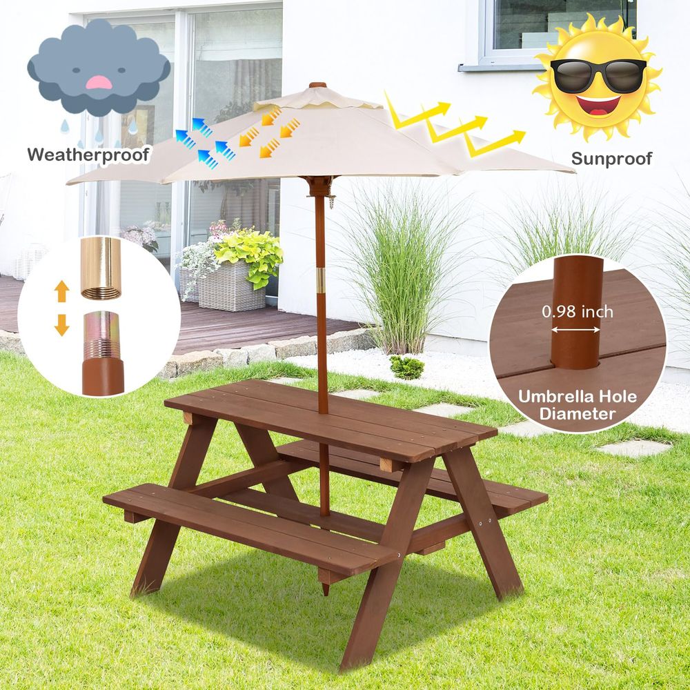 Kids Picnic Table, Fir Wood Ki – обзор и цена Kids Outdoor Umbrella Chair