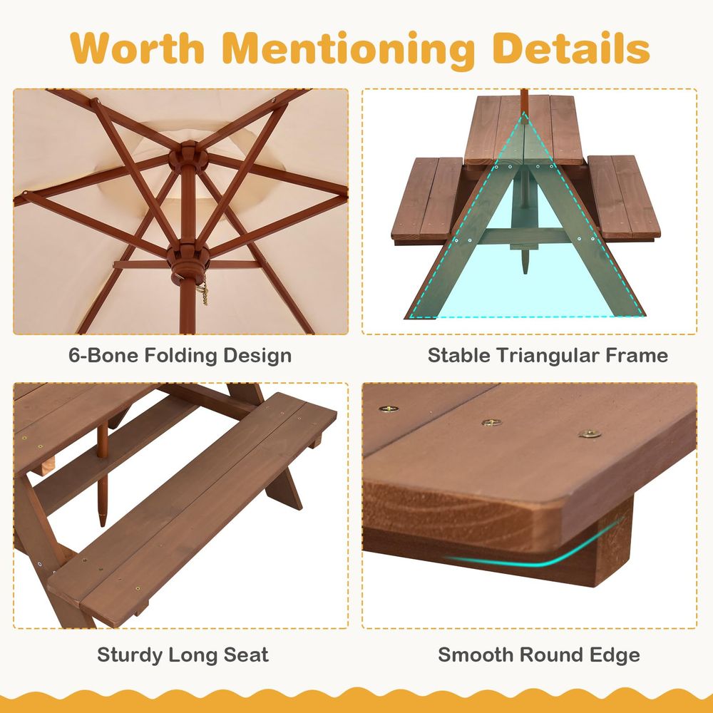 Kids Picnic Table, Fir Wood Ki – обзор и цена Kids Outdoor Umbrella Chair