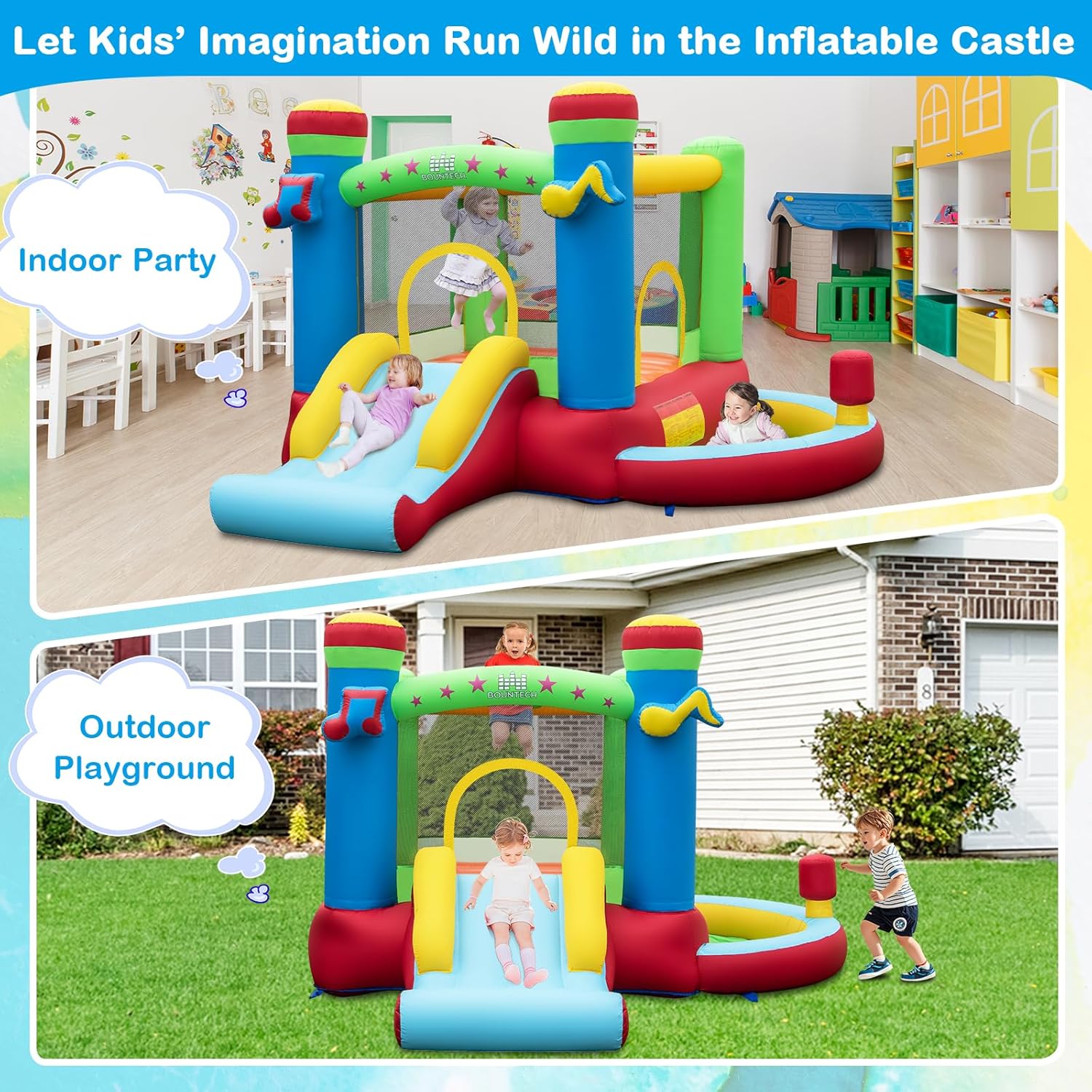 Inflatable Bounce House with B – обзор и цена Kids Outdoor House With Slide