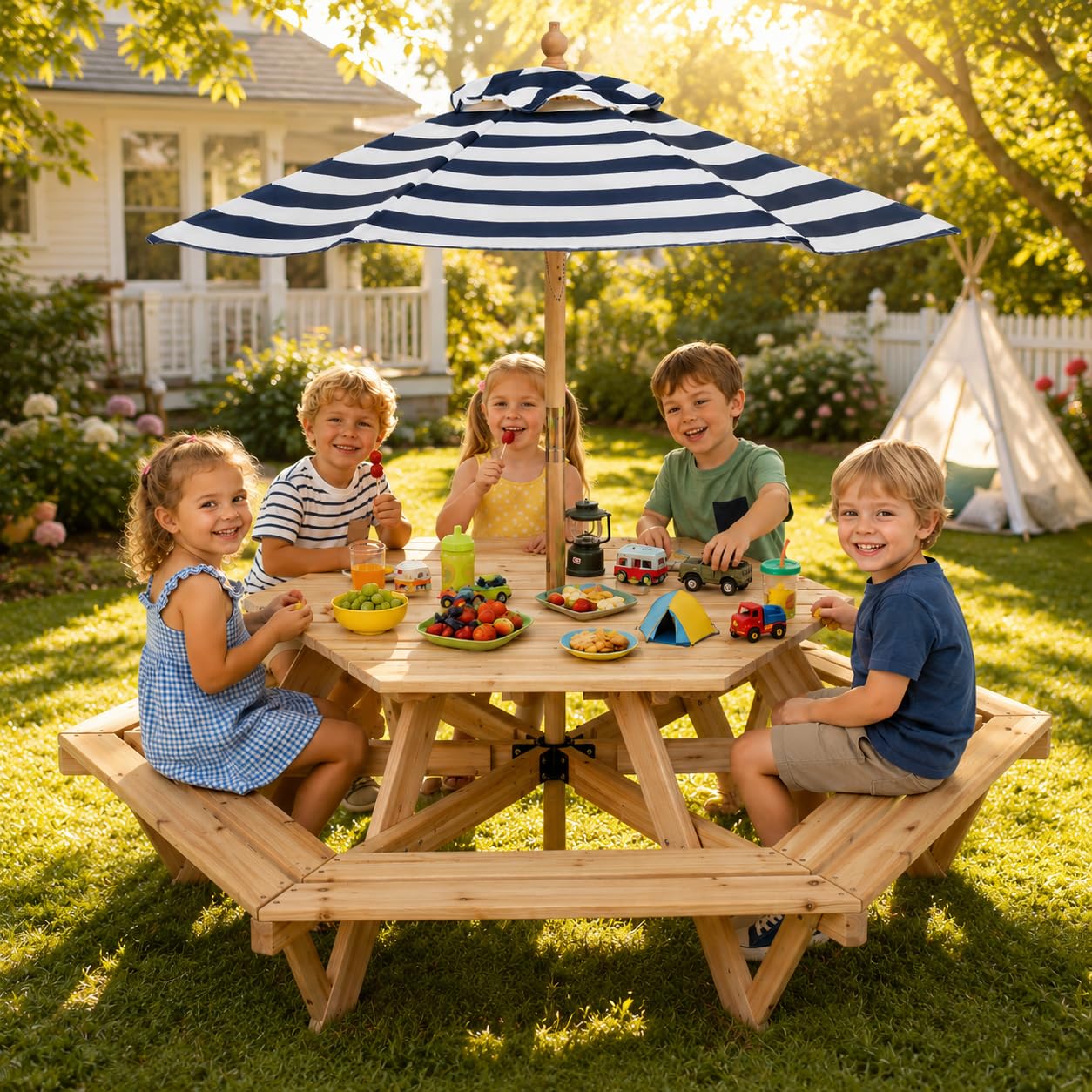 Kids Picnic Table, Hexagonal T – обзор и цена Kids Outdoor Umbrella Chair