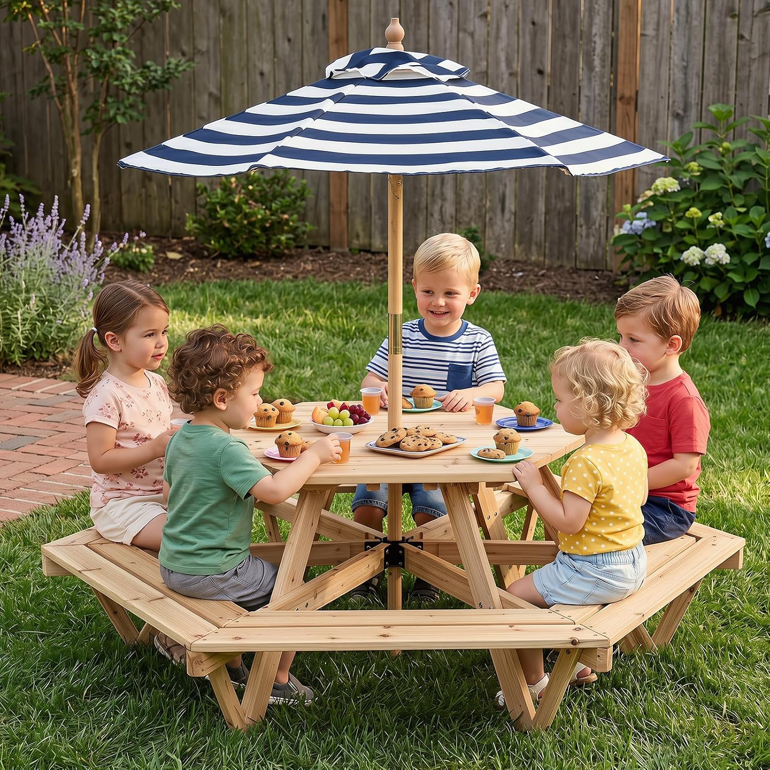 Kids Picnic Table, Hexagonal T – обзор и цена Kids Outdoor Umbrella Chair
