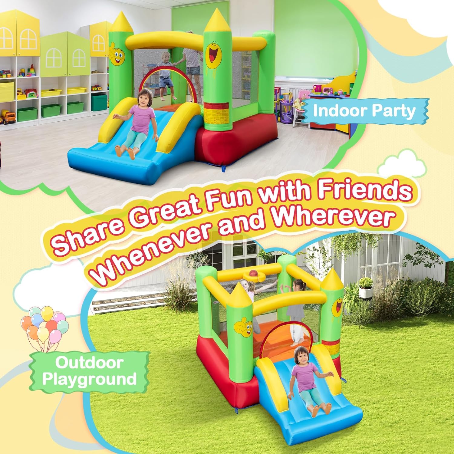 Indoor Outdoor Inflatable Boun – обзор и цена Kids Outdoor House With Slide