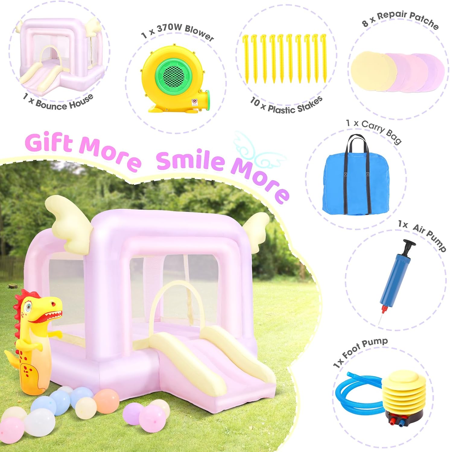Inflatable Bouncy Castle with  – обзор и цена Kids Outdoor House With Slide