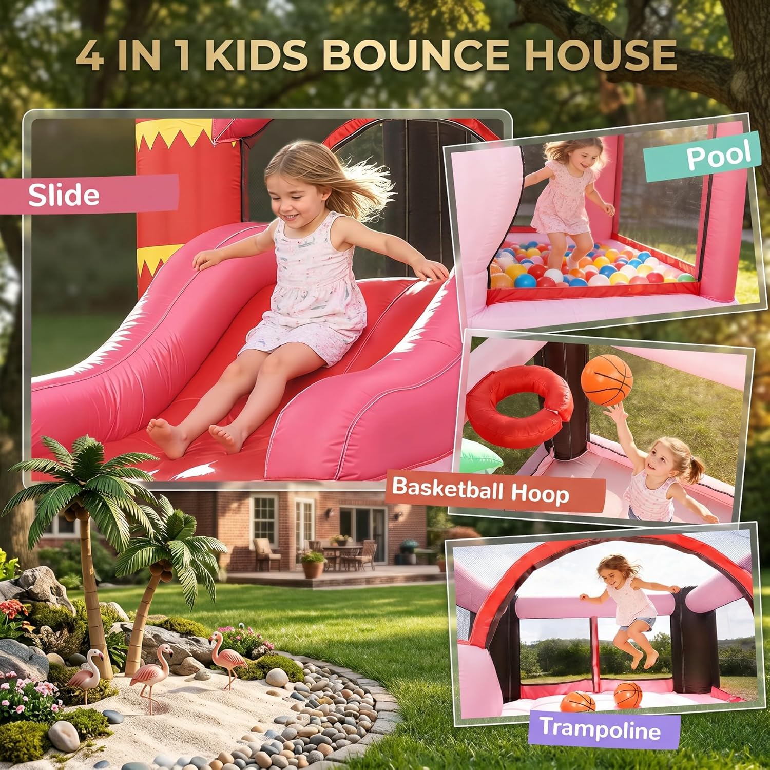4-in-1 Kids Inflatable Bouncy  – обзор и цена Kids Outdoor Basketball Hoop