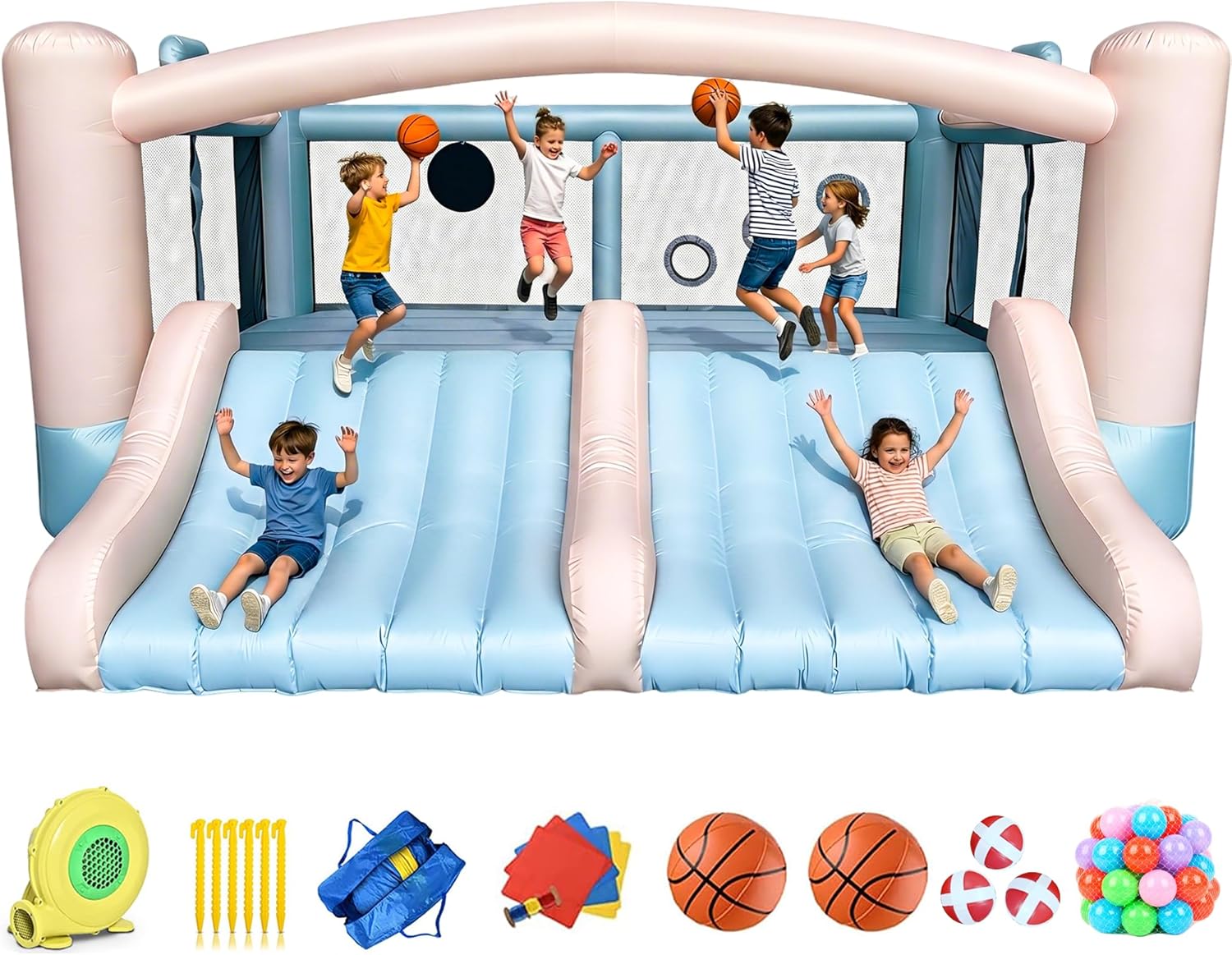 Large 8-in-1 Inflatable Bounce – обзор и цена Kids Outdoor Basketball Hoop