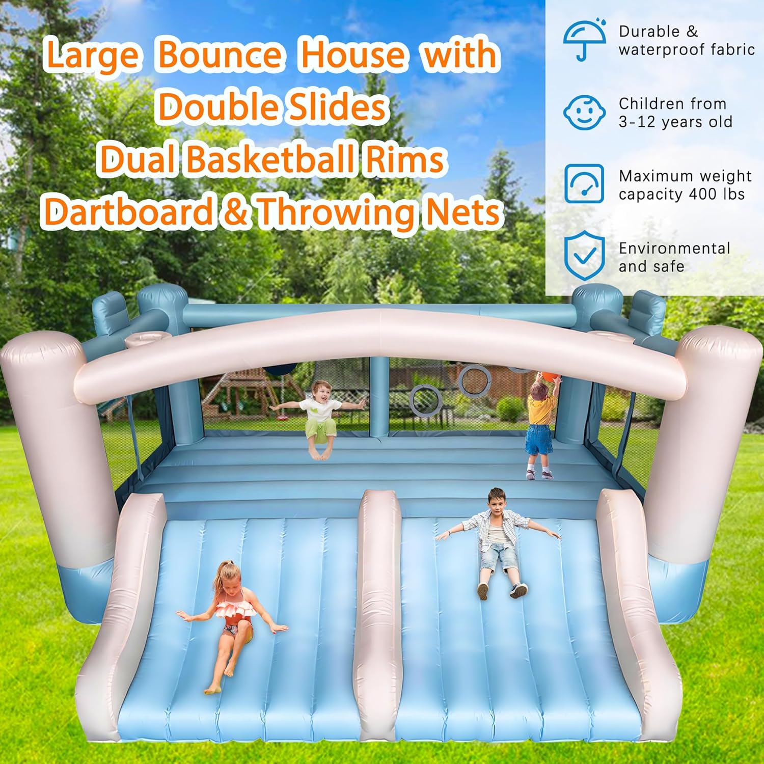 Large 8-in-1 Inflatable Bounce – обзор и цена Kids Outdoor Basketball Hoop