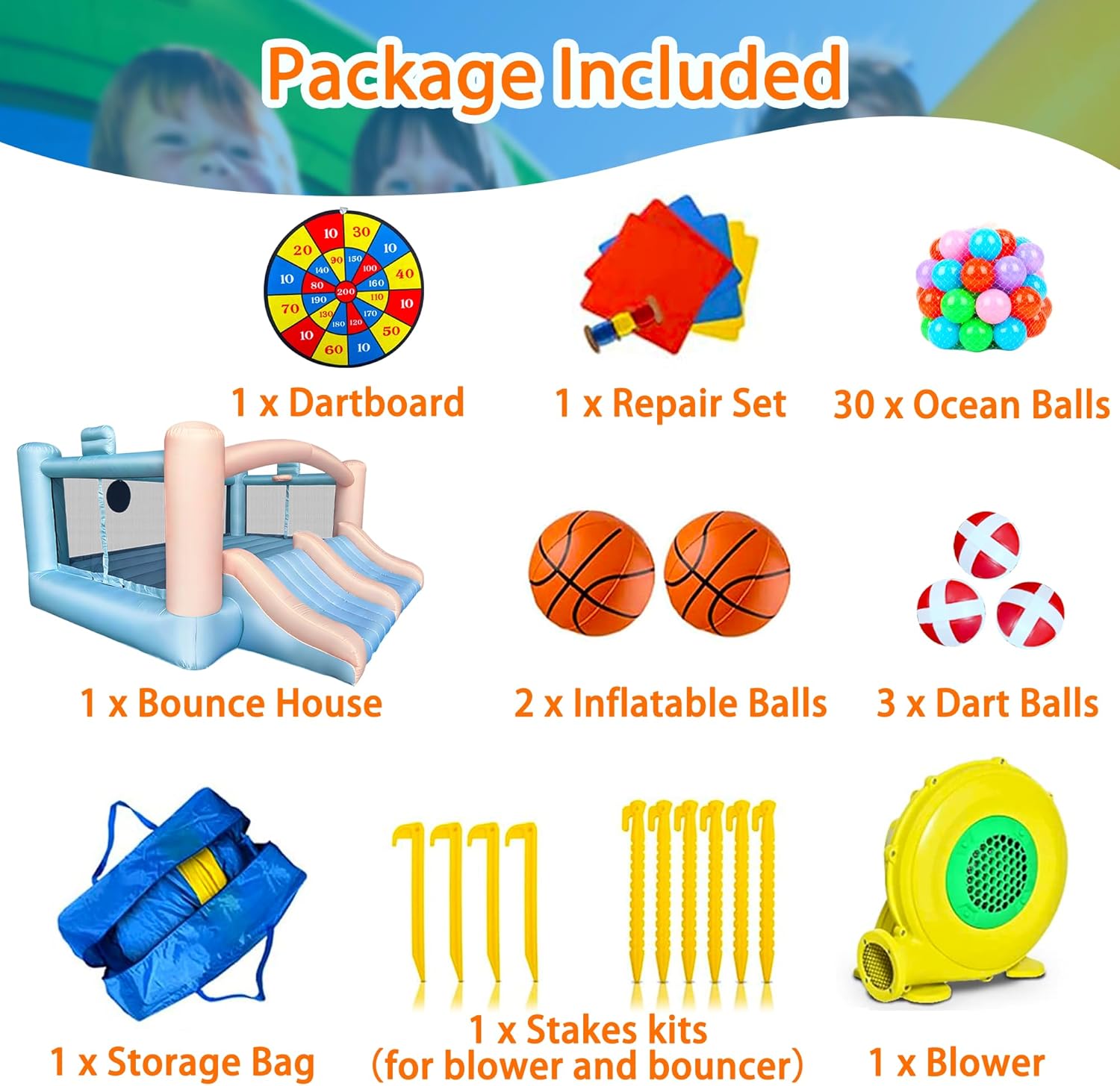 Large 8-in-1 Inflatable Bounce – обзор и цена Kids Outdoor Basketball Hoop
