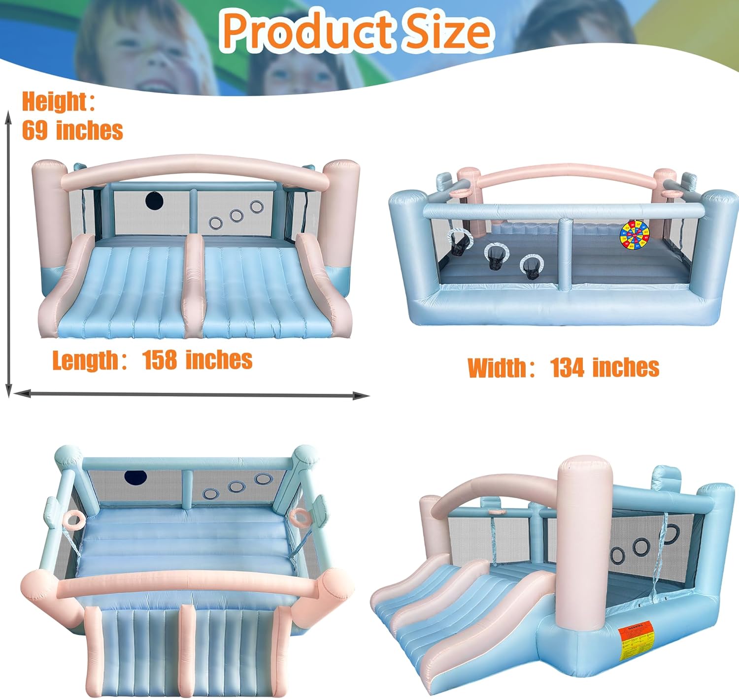 Large 8-in-1 Inflatable Bounce – обзор и цена Kids Outdoor Basketball Hoop
