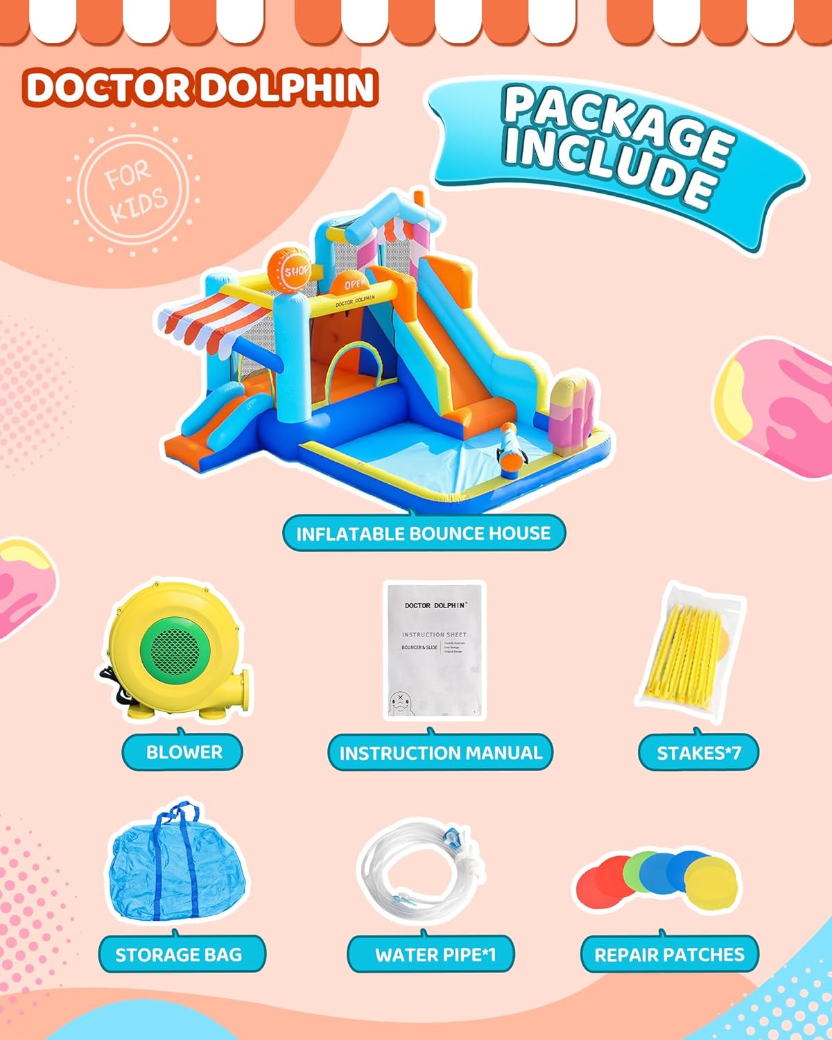 Kids Inflatable Bounce House w – обзор и цена Kids Outdoor House With Slide