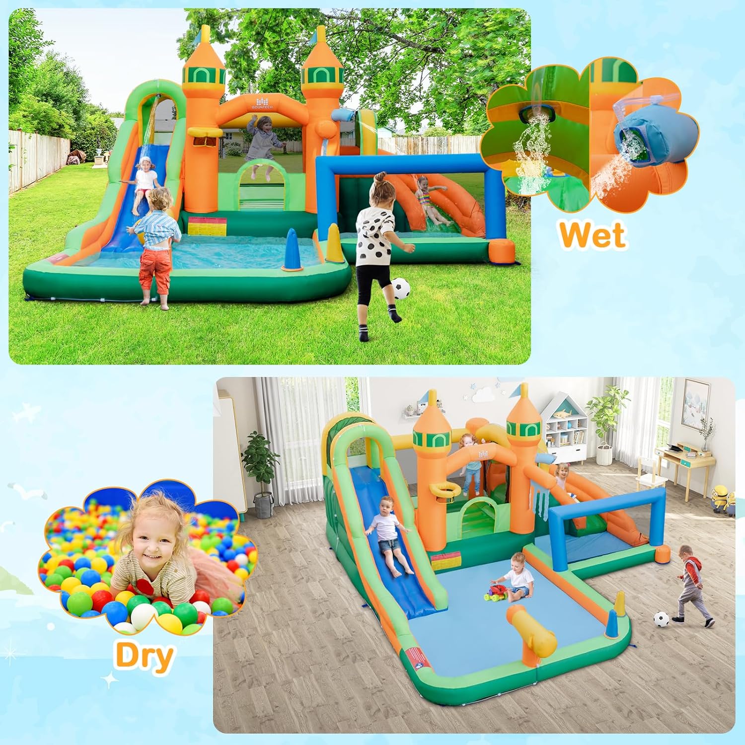 9-in-1 Inflatable Water Park B – обзор и цена Kids Outdoor House With Slide
