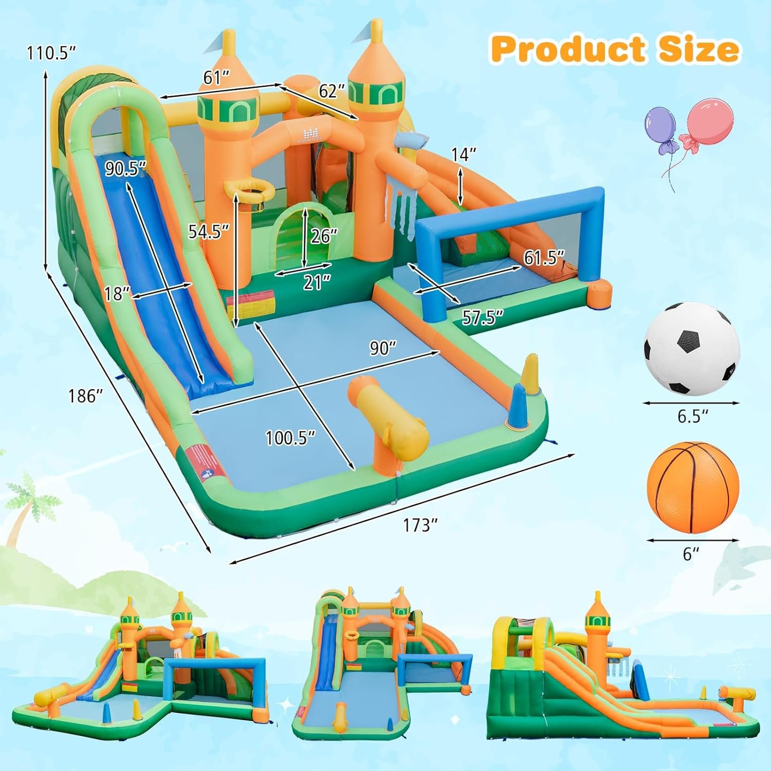 9-in-1 Inflatable Water Park B – обзор и цена Kids Outdoor House With Slide
