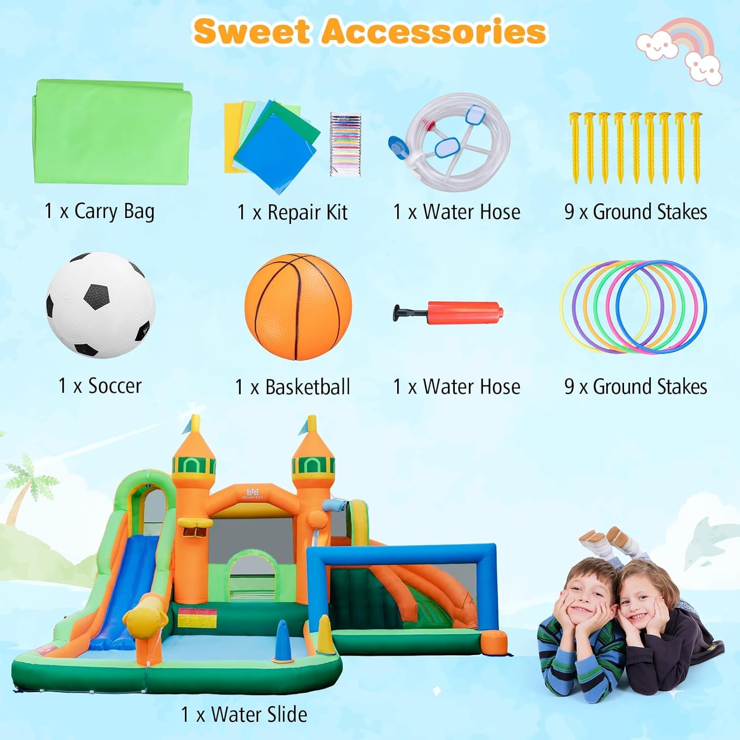 9-in-1 Inflatable Water Park B – обзор и цена Kids Outdoor House With Slide