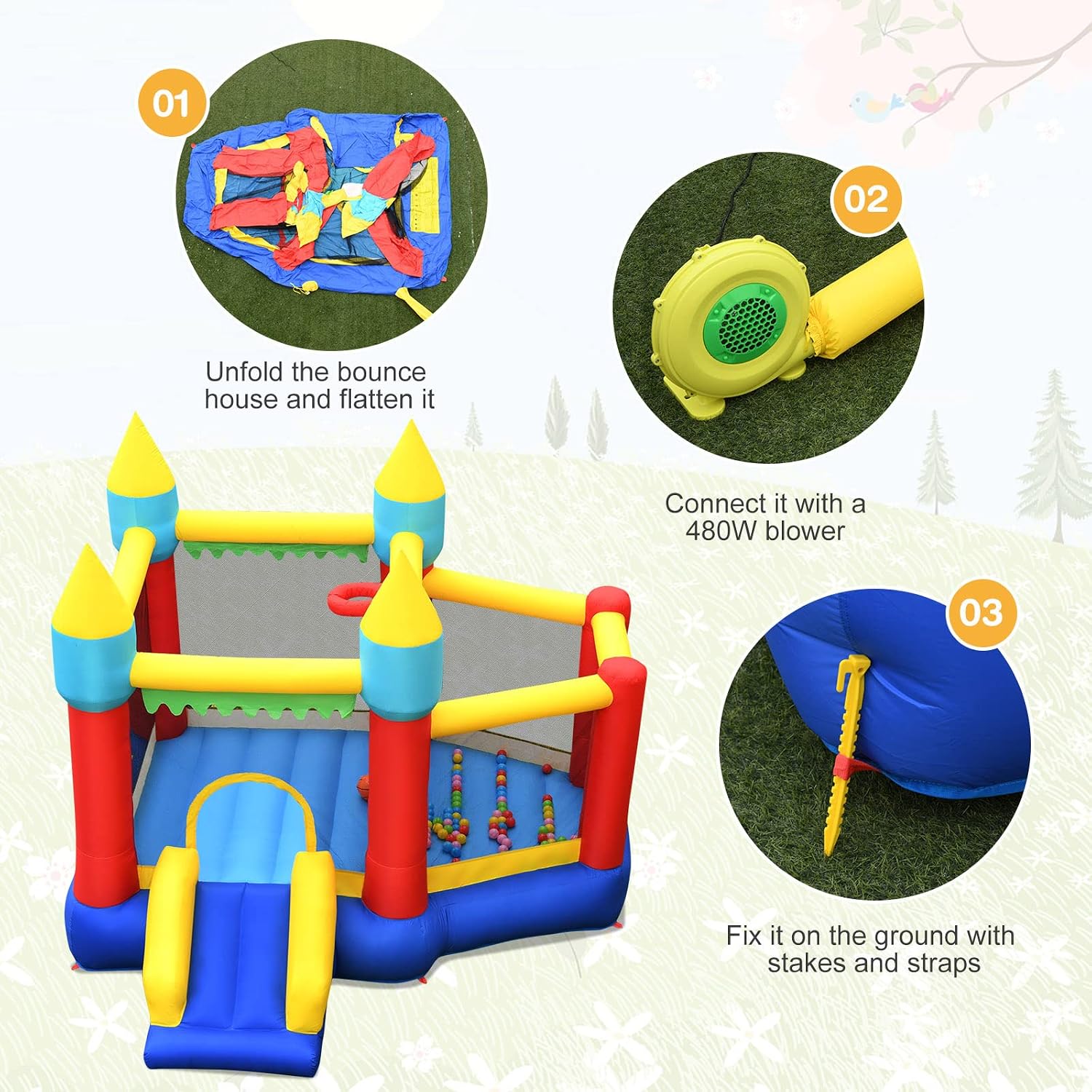 Inflatable Bounce Castle for K – обзор и цена Kids Outdoor Basketball Hoop