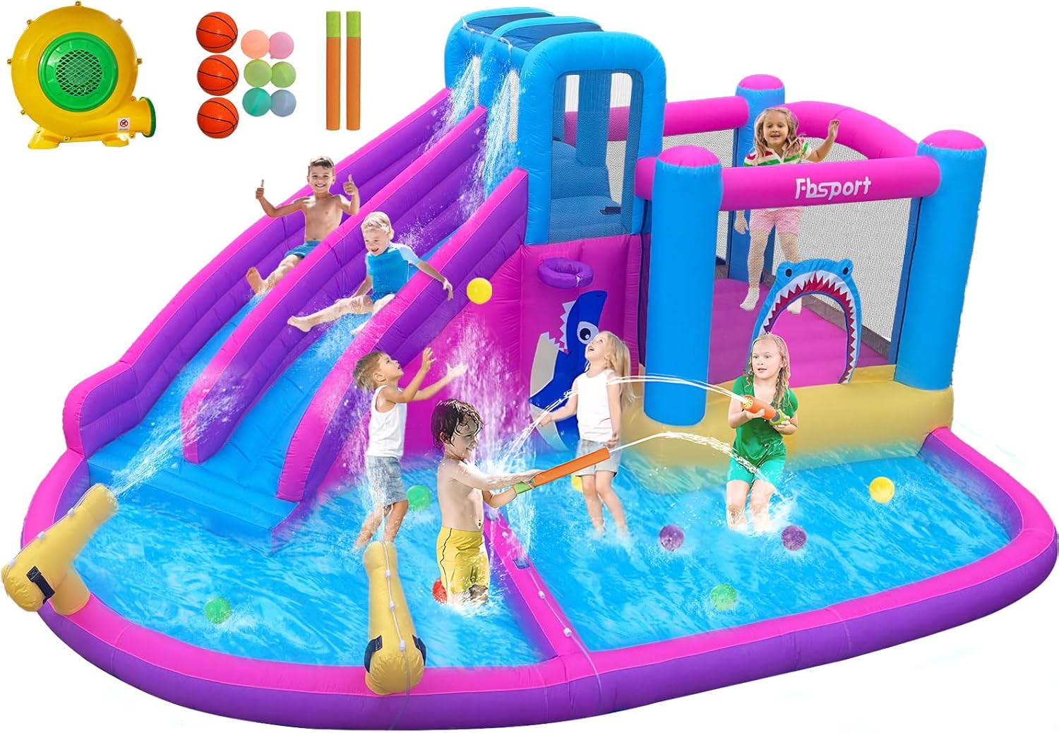 Twin Water Slides Inflatable B – обзор и цена Kids Outdoor House With Slide