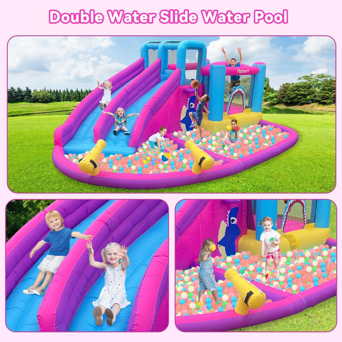 Twin Water Slides Inflatable B – обзор и цена Kids Outdoor House With Slide