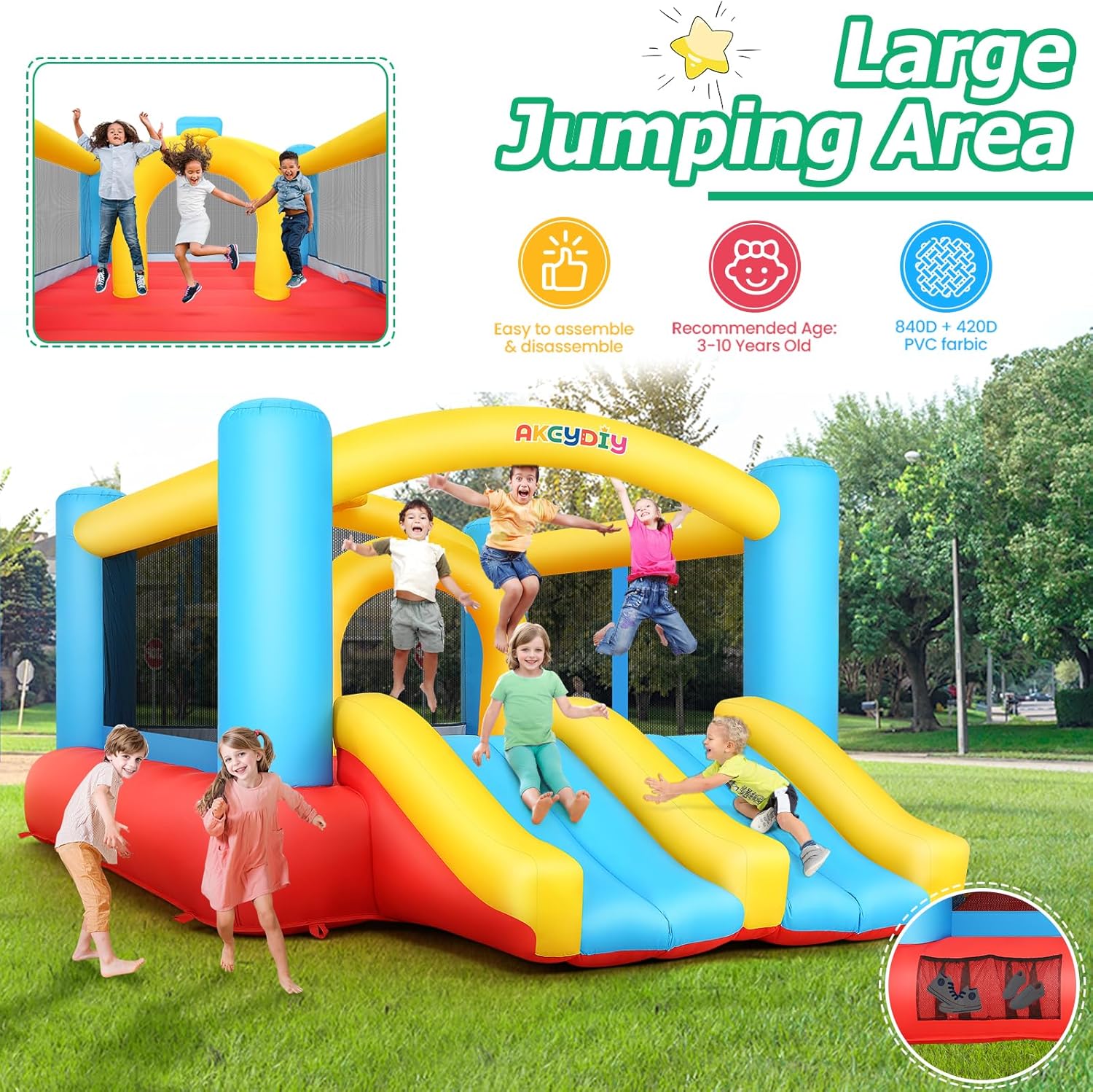 Kids Inflatable Bouncy Castle  – обзор и цена Kids Outdoor House With Slide