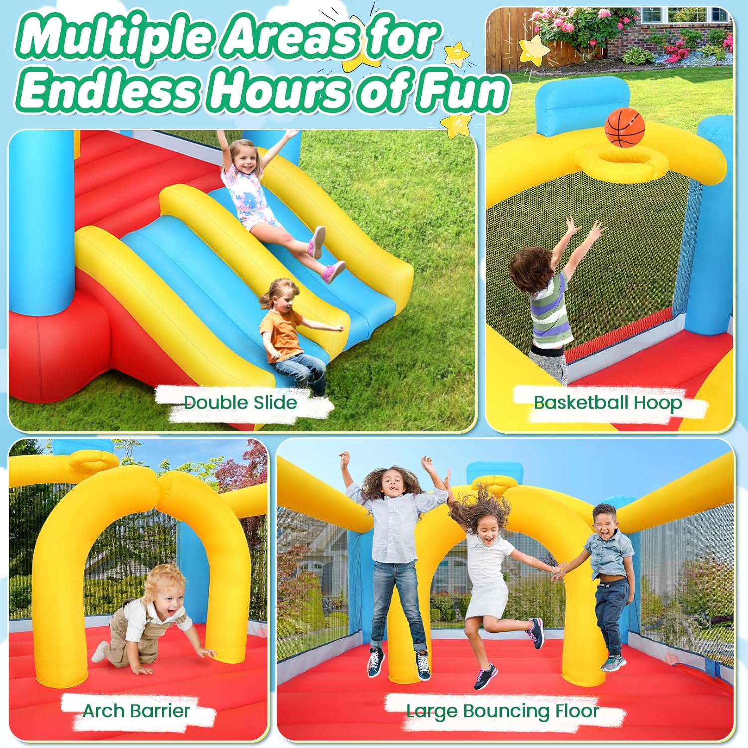 Kids Inflatable Bouncy Castle  – обзор и цена Kids Outdoor House With Slide