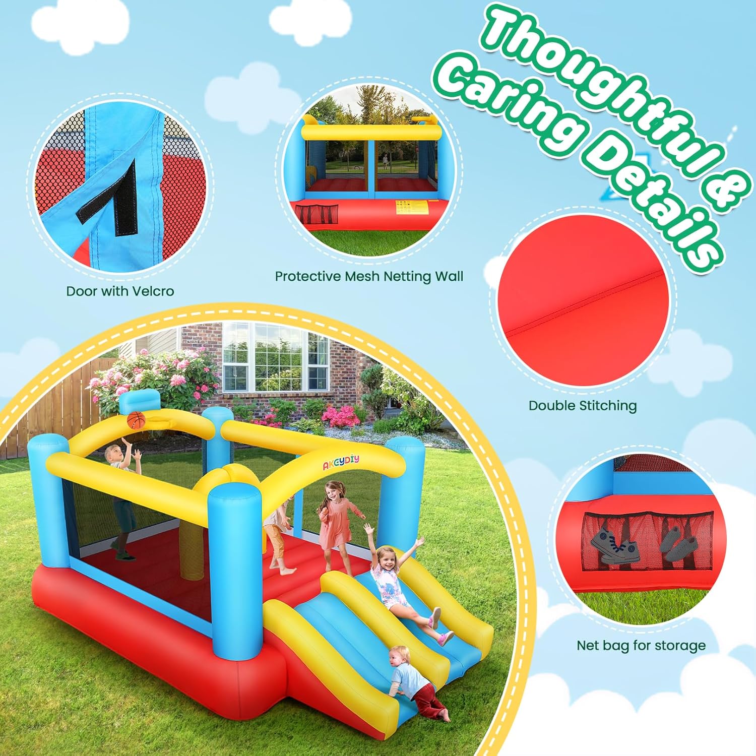 Kids Inflatable Bouncy Castle  – обзор и цена Kids Outdoor House With Slide